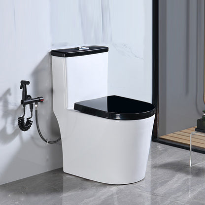 Traditional Floor Mounted Flush Toilet All In One Siphon Jet Toilet 15"L x 23"W x 28"H Black White