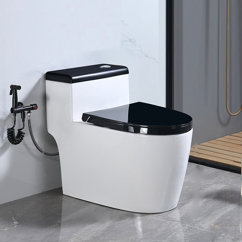 Traditional Floor Mounted Flush Toilet All In One Siphon Jet Toilet 16"L x 28"W x 24"H Black/ White Clearhalo 'Bathroom Remodel & Bathroom Fixtures' 'Home Improvement' 'home_improvement' 'home_improvement_toilets' 'Toilets & Bidets' 'Toilets' 7402730