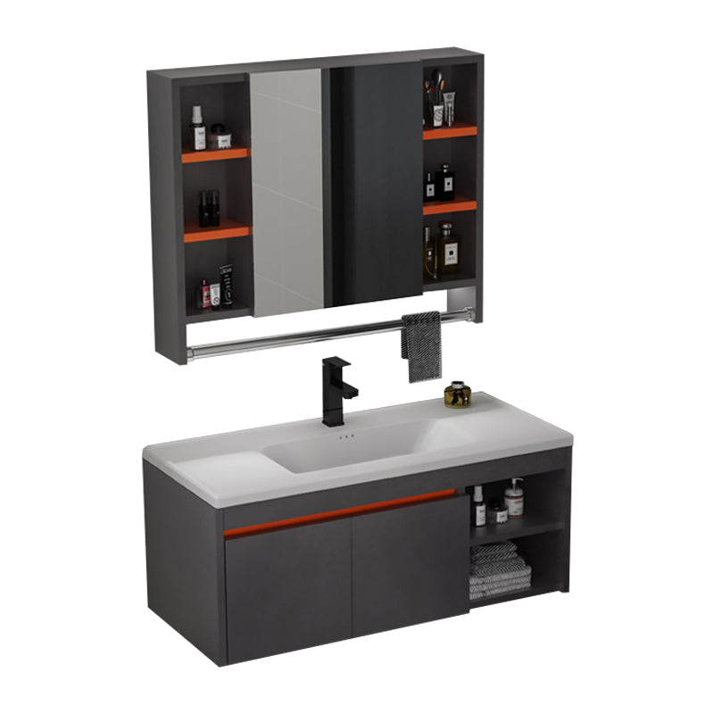 Wood Glam Bathroom Vanity Set Wall Mount Faucet Included Bathroom Vanity Vanity & Faucet & Mirror Cabinet Ceramic Clearhalo 'Bathroom Remodel & Bathroom Fixtures' 'Bathroom Vanities' 'bathroom_vanities' 'Home Improvement' 'home_improvement' 'home_improvement_bathroom_vanities' 7402762