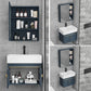 Rectangular Vanity Single Sink Faucet Wall-Mounted Blue Mirror Metal Frame Bath Vanity Clearhalo 'Bathroom Remodel & Bathroom Fixtures' 'Bathroom Vanities' 'bathroom_vanities' 'Home Improvement' 'home_improvement' 'home_improvement_bathroom_vanities' 7402837