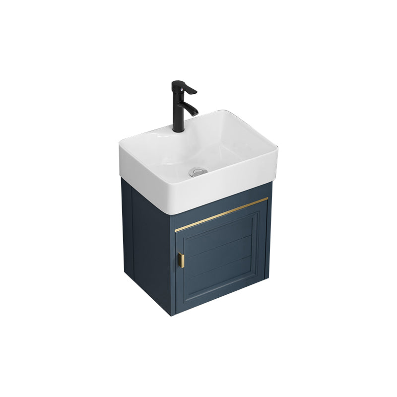 Rectangular Vanity Single Sink Faucet Wall-Mounted Blue Mirror Metal Frame Bath Vanity Vanity & Faucet 15.7"L x 11.8"W x 21.3"H Clearhalo 'Bathroom Remodel & Bathroom Fixtures' 'Bathroom Vanities' 'bathroom_vanities' 'Home Improvement' 'home_improvement' 'home_improvement_bathroom_vanities' 7402843