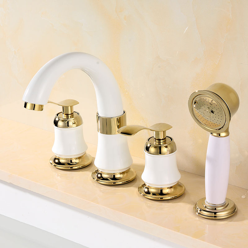 Tradition Bath Filler Trim Deck Mounted Swivel Spout Tub Filler Trim Clearhalo 'Bathroom Remodel & Bathroom Fixtures' 'Bathtub Faucets' 'bathtub_faucets' 'Home Improvement' 'home_improvement' 'home_improvement_bathtub_faucets' 7403809