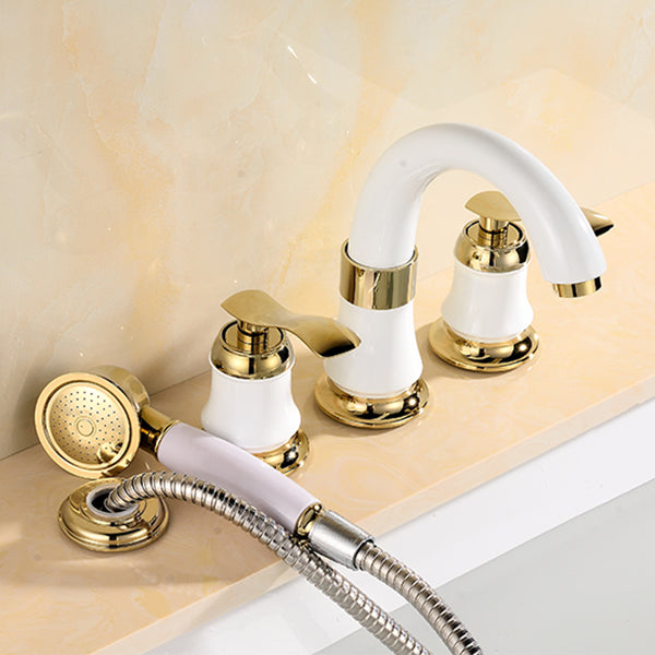 Tradition Bath Filler Trim Deck Mounted Swivel Spout Tub Filler Trim Clearhalo 'Bathroom Remodel & Bathroom Fixtures' 'Bathtub Faucets' 'bathtub_faucets' 'Home Improvement' 'home_improvement' 'home_improvement_bathtub_faucets' 7403816