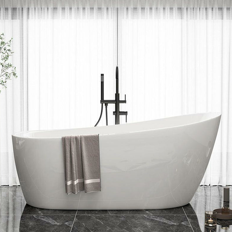 Modern Oval Bathtub White Freestanding Acrylic Soaking Left Bath Clearhalo 'Bathroom Remodel & Bathroom Fixtures' 'Bathtubs' 'Home Improvement' 'home_improvement' 'home_improvement_bathtubs' 'Showers & Bathtubs' 7404680