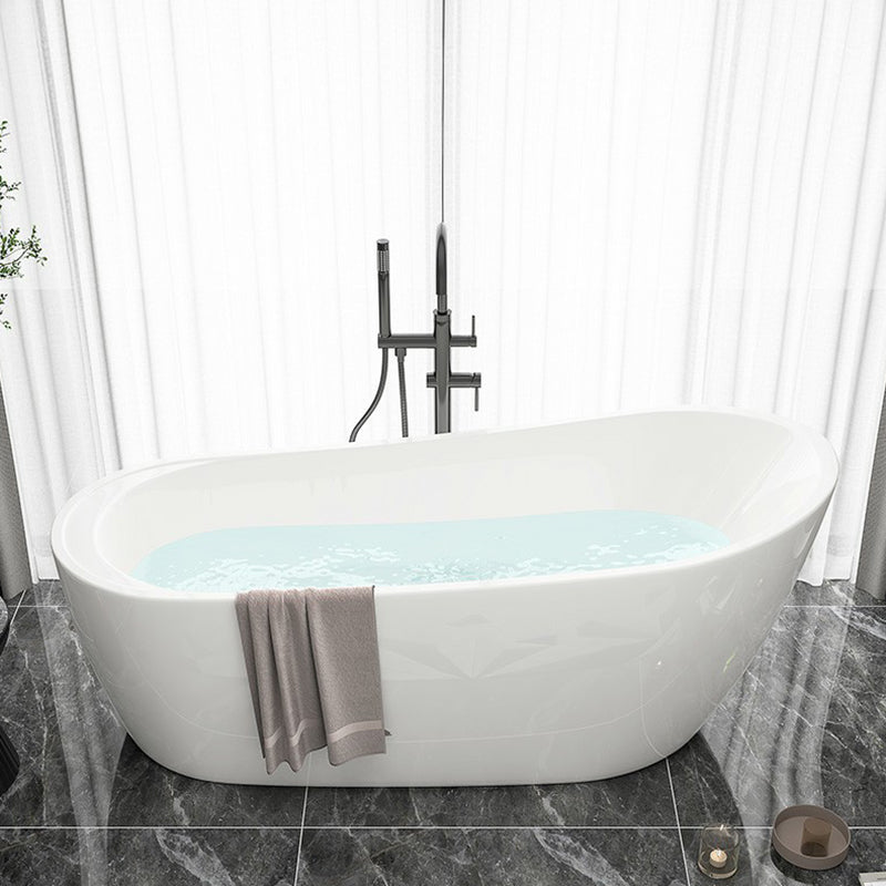 Modern Oval Bathtub White Freestanding Acrylic Soaking Left Bath Clearhalo 'Bathroom Remodel & Bathroom Fixtures' 'Bathtubs' 'Home Improvement' 'home_improvement' 'home_improvement_bathtubs' 'Showers & Bathtubs' 7404683