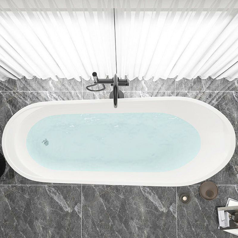 Modern Oval Bathtub White Freestanding Acrylic Soaking Left Bath Clearhalo 'Bathroom Remodel & Bathroom Fixtures' 'Bathtubs' 'Home Improvement' 'home_improvement' 'home_improvement_bathtubs' 'Showers & Bathtubs' 7404685