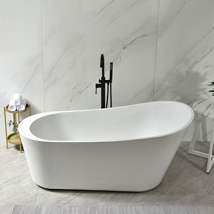 Modern Oval Bathtub White Freestanding Acrylic Soaking Left Bath Clearhalo 'Bathroom Remodel & Bathroom Fixtures' 'Bathtubs' 'Home Improvement' 'home_improvement' 'home_improvement_bathtubs' 'Showers & Bathtubs' 7404687