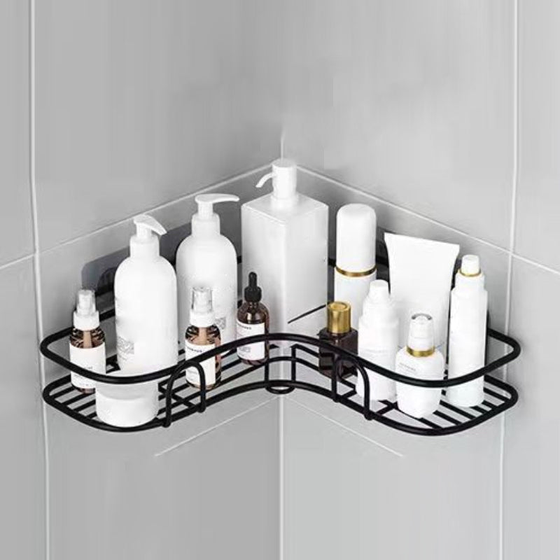 Modern Bath Hardware Set Adhesive Mount Bathroom Hardware Set with Bath Shelf Black Triangular Bath Shelf Clearhalo 'Bathroom Hardware Sets' 'Bathroom Hardware' 'Bathroom Remodel & Bathroom Fixtures' 'bathroom_hardware_sets' 'Home Improvement' 'home_improvement' 'home_improvement_bathroom_hardware_sets' 7404850