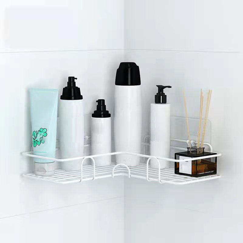 Modern Bath Hardware Set Adhesive Mount Bathroom Hardware Set with Bath Shelf White Triangular Bath Shelf Clearhalo 'Bathroom Hardware Sets' 'Bathroom Hardware' 'Bathroom Remodel & Bathroom Fixtures' 'bathroom_hardware_sets' 'Home Improvement' 'home_improvement' 'home_improvement_bathroom_hardware_sets' 7404855