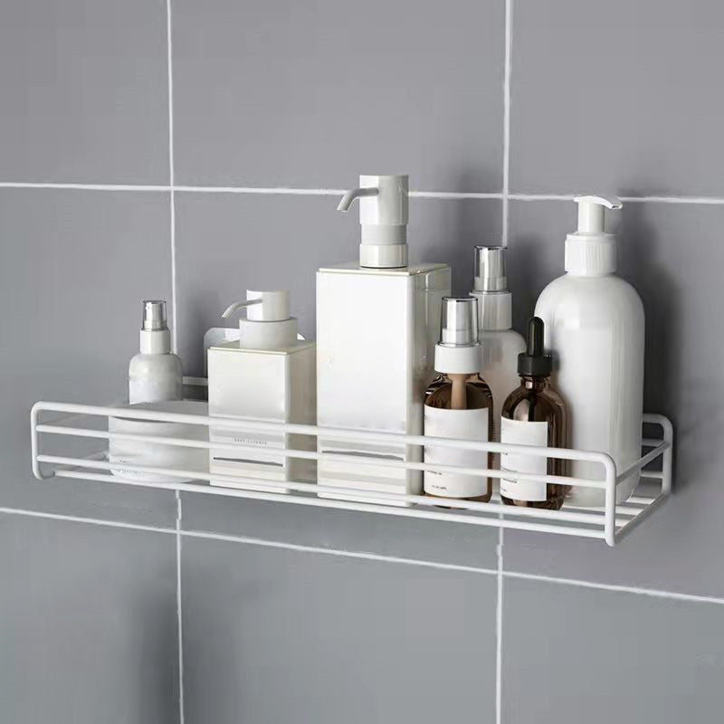 Modern Bath Hardware Set Adhesive Mount Bathroom Hardware Set with Bath Shelf White Square Bath Shelf Clearhalo 'Bathroom Hardware Sets' 'Bathroom Hardware' 'Bathroom Remodel & Bathroom Fixtures' 'bathroom_hardware_sets' 'Home Improvement' 'home_improvement' 'home_improvement_bathroom_hardware_sets' 7404859