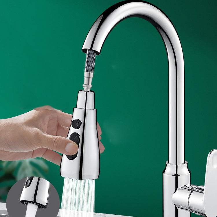 Swivel Spout Kitchen Faucet Gooseneck No Sensor with Pull Out Sprayer Clearhalo 'Home Improvement' 'home_improvement' 'home_improvement_kitchen_faucets' 'Kitchen Faucets' 'Kitchen Remodel & Kitchen Fixtures' 'Kitchen Sinks & Faucet Components' 'kitchen_faucets' 7405525