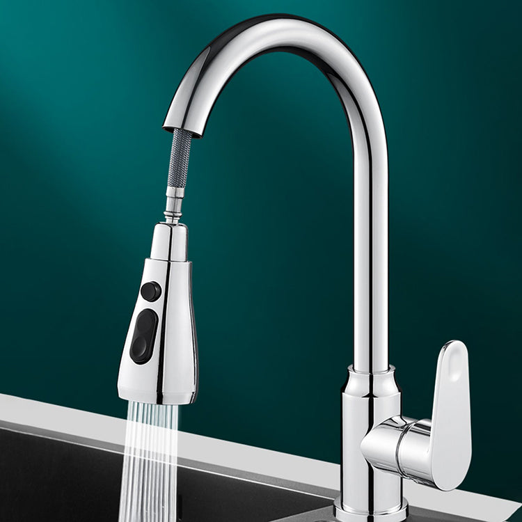 Swivel Spout Kitchen Faucet Gooseneck No Sensor with Pull Out Sprayer Clearhalo 'Home Improvement' 'home_improvement' 'home_improvement_kitchen_faucets' 'Kitchen Faucets' 'Kitchen Remodel & Kitchen Fixtures' 'Kitchen Sinks & Faucet Components' 'kitchen_faucets' 7405530