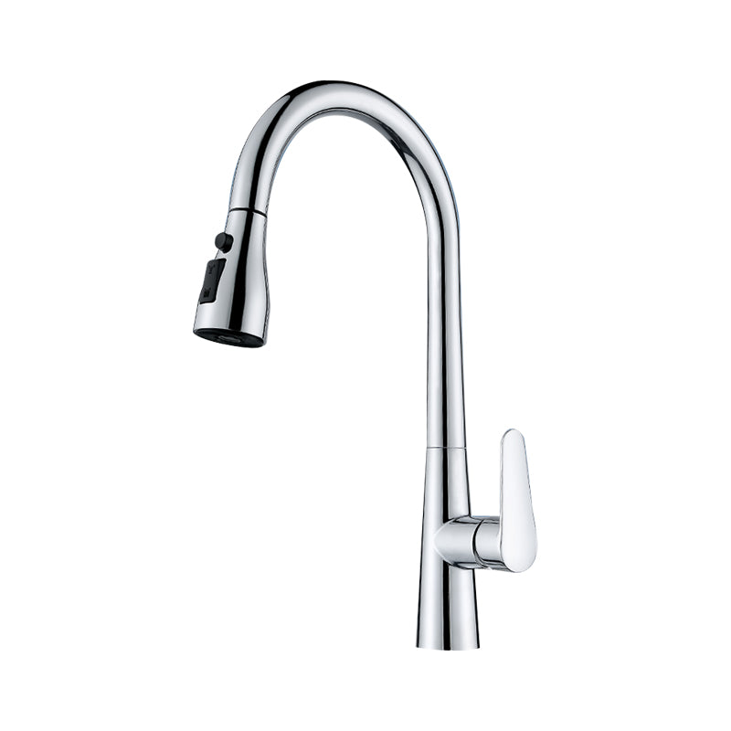 Swivel Spout Kitchen Faucet Gooseneck No Sensor with Pull Out Sprayer Clearhalo 'Home Improvement' 'home_improvement' 'home_improvement_kitchen_faucets' 'Kitchen Faucets' 'Kitchen Remodel & Kitchen Fixtures' 'Kitchen Sinks & Faucet Components' 'kitchen_faucets' 7405534