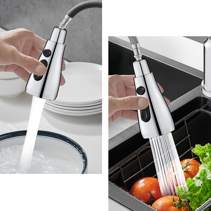 Swivel Spout Kitchen Faucet Gooseneck No Sensor with Pull Out Sprayer Clearhalo 'Home Improvement' 'home_improvement' 'home_improvement_kitchen_faucets' 'Kitchen Faucets' 'Kitchen Remodel & Kitchen Fixtures' 'Kitchen Sinks & Faucet Components' 'kitchen_faucets' 7405535