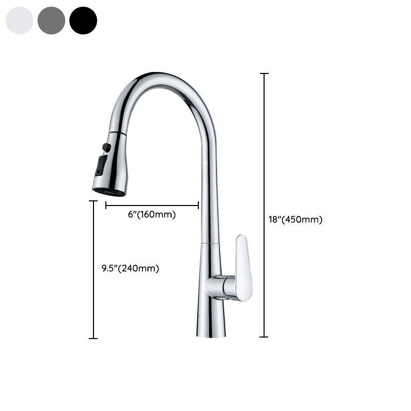 Swivel Spout Kitchen Faucet Gooseneck No Sensor with Pull Out Sprayer Clearhalo 'Home Improvement' 'home_improvement' 'home_improvement_kitchen_faucets' 'Kitchen Faucets' 'Kitchen Remodel & Kitchen Fixtures' 'Kitchen Sinks & Faucet Components' 'kitchen_faucets' 7405540