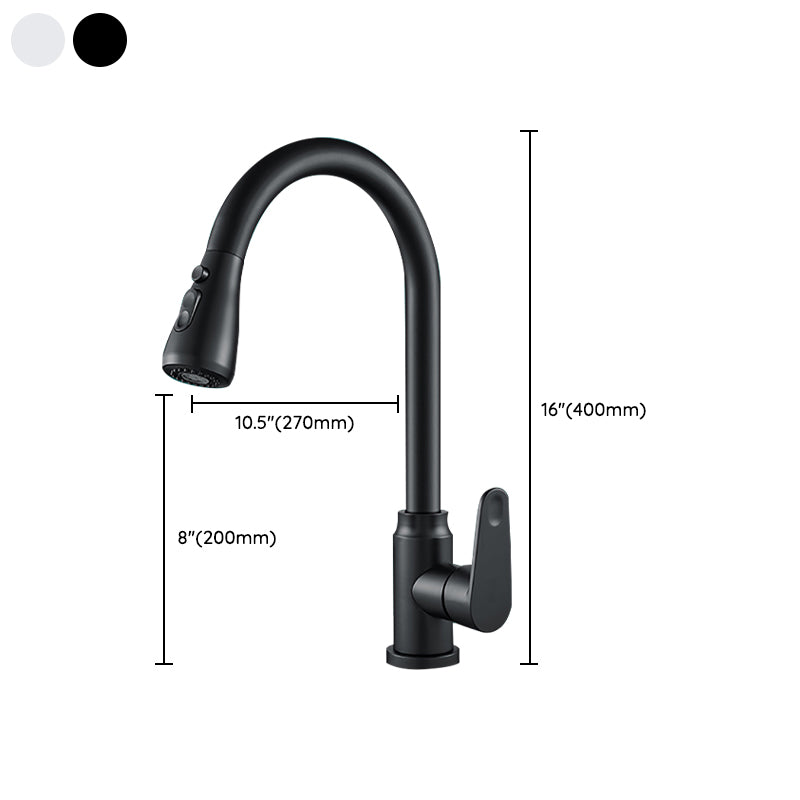 Swivel Spout Kitchen Faucet Gooseneck No Sensor with Pull Out Sprayer Clearhalo 'Home Improvement' 'home_improvement' 'home_improvement_kitchen_faucets' 'Kitchen Faucets' 'Kitchen Remodel & Kitchen Fixtures' 'Kitchen Sinks & Faucet Components' 'kitchen_faucets' 7405541