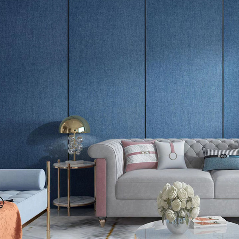 Contemporary Style Wall Panel Linen Living Room Peel and Stick Wall Paneling Dark Blue Clearhalo 'Flooring 'Home Improvement' 'home_improvement' 'home_improvement_wall_paneling' 'Wall Paneling' 'wall_paneling' 'Walls & Ceilings' Walls and Ceiling' 7405638