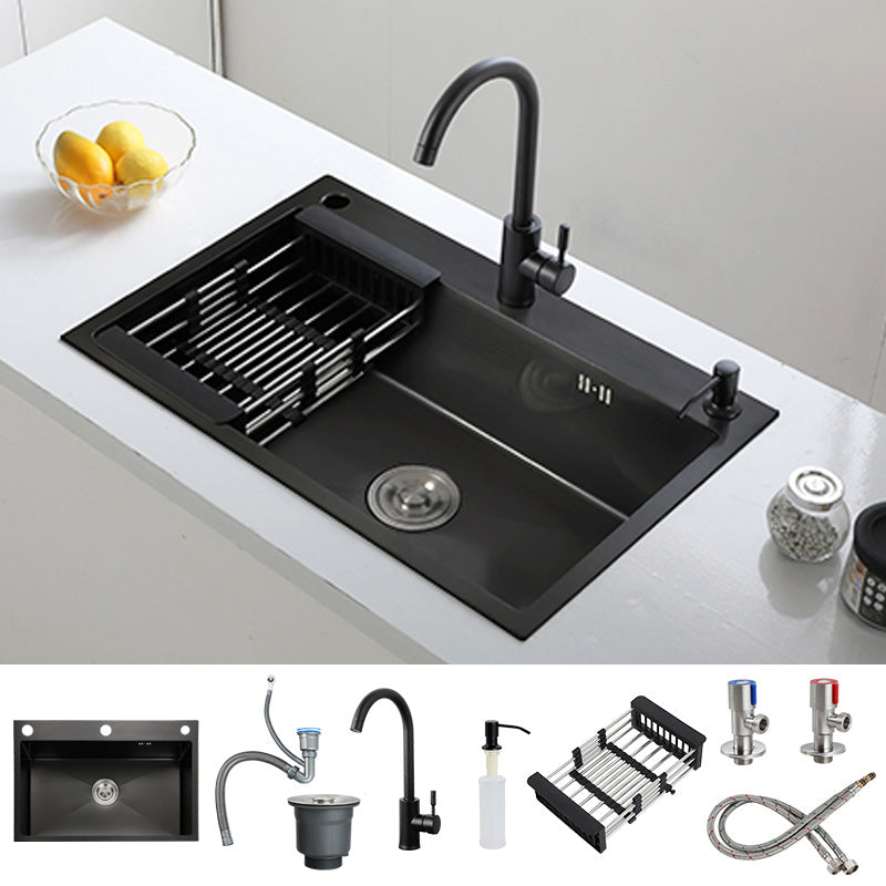 Kitchen Sink Soundproof Kitchen Double Sink with Basket Strainer Sink with Faucet Round Faucet Clearhalo 'Home Improvement' 'home_improvement' 'home_improvement_kitchen_sinks' 'Kitchen Remodel & Kitchen Fixtures' 'Kitchen Sinks & Faucet Components' 'Kitchen Sinks' 'kitchen_sinks' 7406326