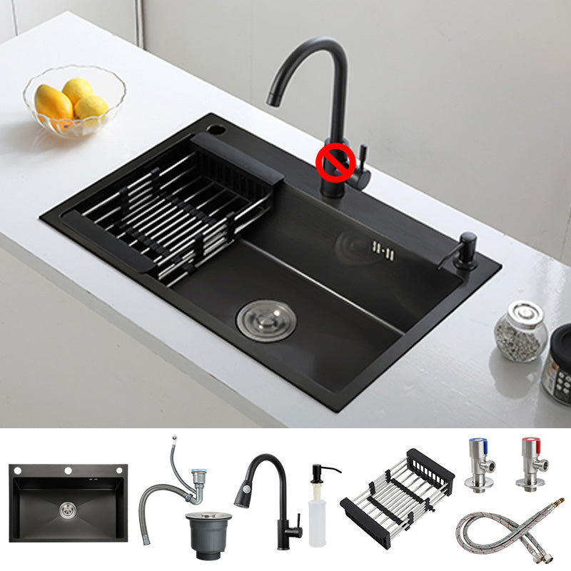 Kitchen Sink Soundproof Kitchen Double Sink with Basket Strainer Sink with Faucet Pull Out Faucet Clearhalo 'Home Improvement' 'home_improvement' 'home_improvement_kitchen_sinks' 'Kitchen Remodel & Kitchen Fixtures' 'Kitchen Sinks & Faucet Components' 'Kitchen Sinks' 'kitchen_sinks' 7406327