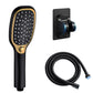 Contemporary Shower Head Standard Spray Pattern Included Hose Black Gold Shower & Explosion-Proof Hose & Punch-Free Wall Seat Clearhalo 'Bathroom Remodel & Bathroom Fixtures' 'Home Improvement' 'home_improvement' 'home_improvement_shower_heads' 'Shower Heads' 'shower_heads' 'Showers & Bathtubs Plumbing' 'Showers & Bathtubs' 7406435