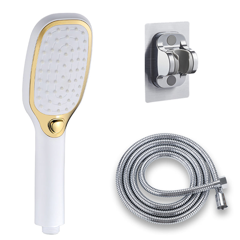 Contemporary Shower Head Standard Spray Pattern Included Hose White/ Gold Shower & Explosion-Proof Hose & Punch-Free Wall Seat Clearhalo 'Bathroom Remodel & Bathroom Fixtures' 'Home Improvement' 'home_improvement' 'home_improvement_shower_heads' 'Shower Heads' 'shower_heads' 'Showers & Bathtubs Plumbing' 'Showers & Bathtubs' 7406437