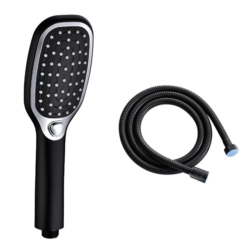 Contemporary Shower Head Standard Spray Pattern Included Hose Bright Black Shower & Explosion-proof Hose Clearhalo 'Bathroom Remodel & Bathroom Fixtures' 'Home Improvement' 'home_improvement' 'home_improvement_shower_heads' 'Shower Heads' 'shower_heads' 'Showers & Bathtubs Plumbing' 'Showers & Bathtubs' 7406446