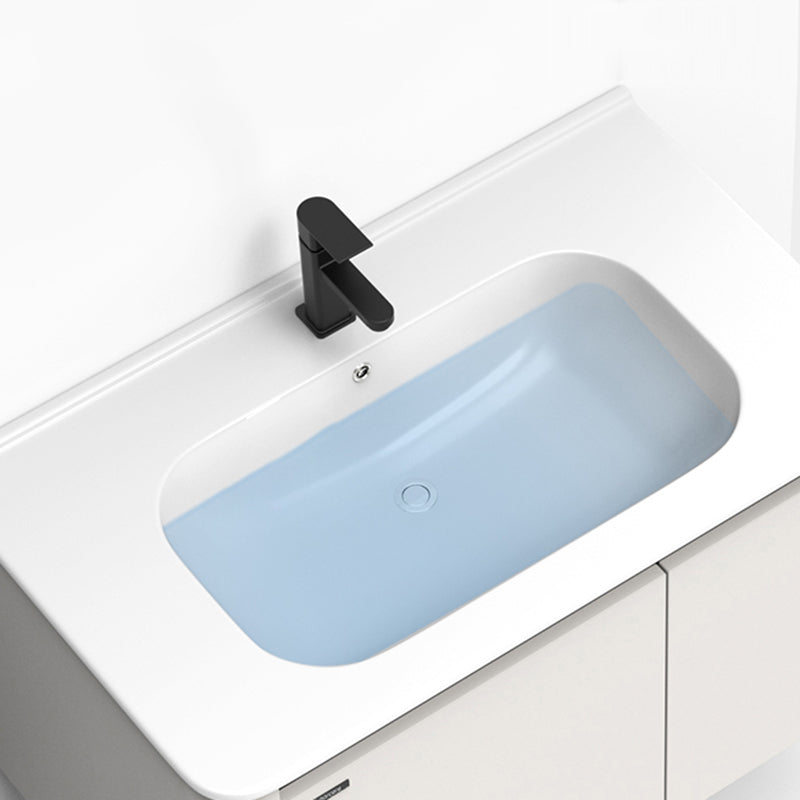 2 Doors Bathroom Vanity Metal Frame Mirror Wall Mounted Glam Cream Single Sink Vanity Clearhalo 'Bathroom Remodel & Bathroom Fixtures' 'Bathroom Vanities' 'bathroom_vanities' 'Home Improvement' 'home_improvement' 'home_improvement_bathroom_vanities' 7406506