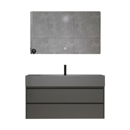 Wood Frame Bathroom Vanity Grey 2 Drawers Single Sink Mirror Wall Mount Rectangular Vanity Vanity & Faucet & Smart Mirror 24"L x 20"W x 21"H Clearhalo 'Bathroom Remodel & Bathroom Fixtures' 'Bathroom Vanities' 'bathroom_vanities' 'Home Improvement' 'home_improvement' 'home_improvement_bathroom_vanities' 7406577