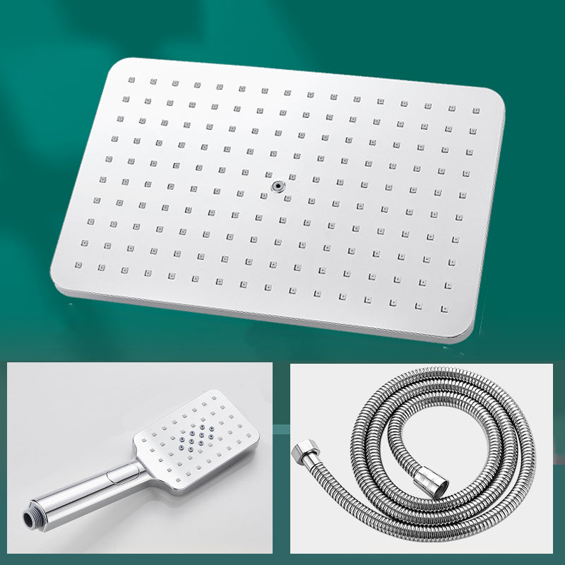 Modern Rectangle Shower Head Combo Standard Spray Pattern with Handheld Shower Head 11"L x 7"W Silver Large Shower Head & Hand Shower & Hose Clearhalo 'Bathroom Remodel & Bathroom Fixtures' 'Home Improvement' 'home_improvement' 'home_improvement_shower_heads' 'Shower Heads' 'shower_heads' 'Showers & Bathtubs Plumbing' 'Showers & Bathtubs' 7407207