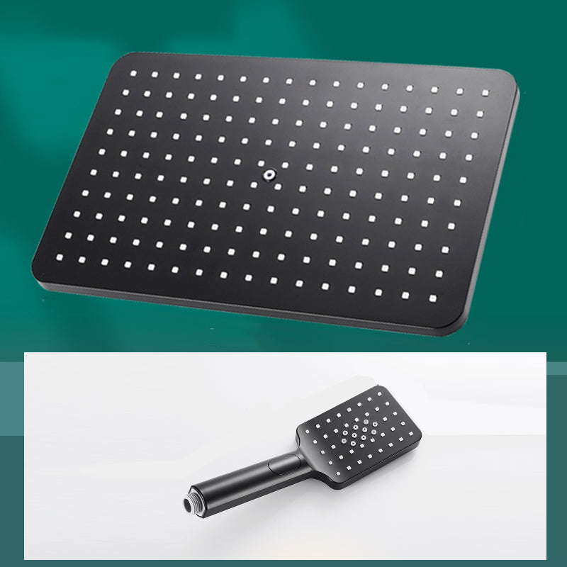 Modern Rectangle Shower Head Combo Standard Spray Pattern with Handheld Shower Head 11"L x 7"W Black Handheld Shower & Large Shower Head Clearhalo 'Bathroom Remodel & Bathroom Fixtures' 'Home Improvement' 'home_improvement' 'home_improvement_shower_heads' 'Shower Heads' 'shower_heads' 'Showers & Bathtubs Plumbing' 'Showers & Bathtubs' 7407212