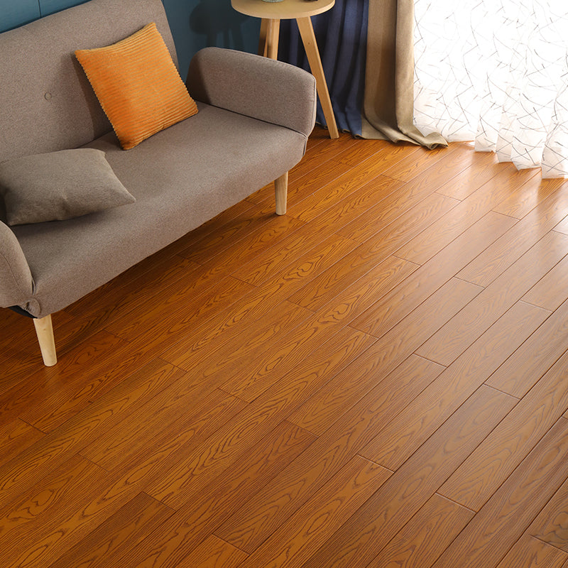 Traditional Plank Flooring Wire Brushed Waterproof Click-Locking Wood Tile Set Teak Clearhalo 'Flooring 'Hardwood Flooring' 'hardwood_flooring' 'Home Improvement' 'home_improvement' 'home_improvement_hardwood_flooring' Walls and Ceiling' 7407610