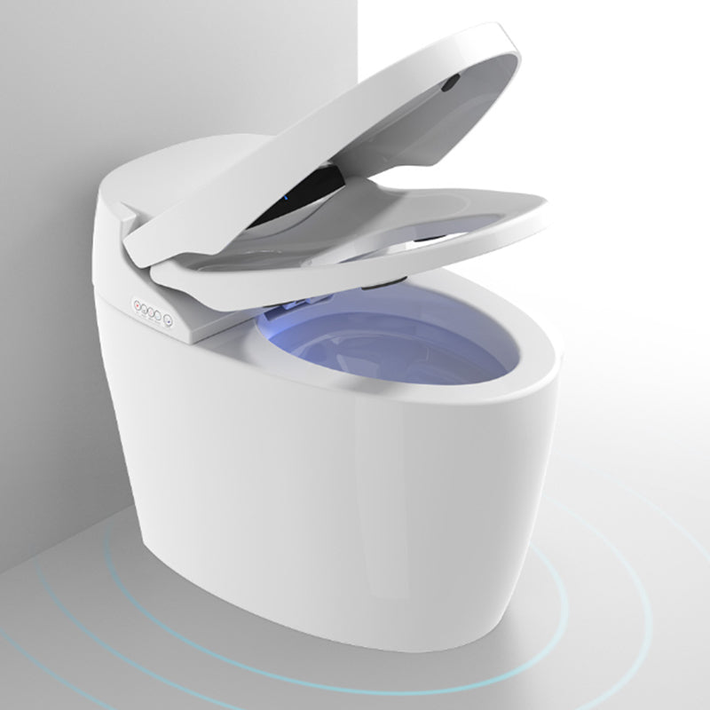 Modern White Flush Toilet Floor Mount Urine Toilet for Washroom Automatic Lid( Top Configuration) 14" Clearhalo 'Bathroom Remodel & Bathroom Fixtures' 'Home Improvement' 'home_improvement' 'home_improvement_toilets' 'Toilets & Bidets' 'Toilets' 7407873