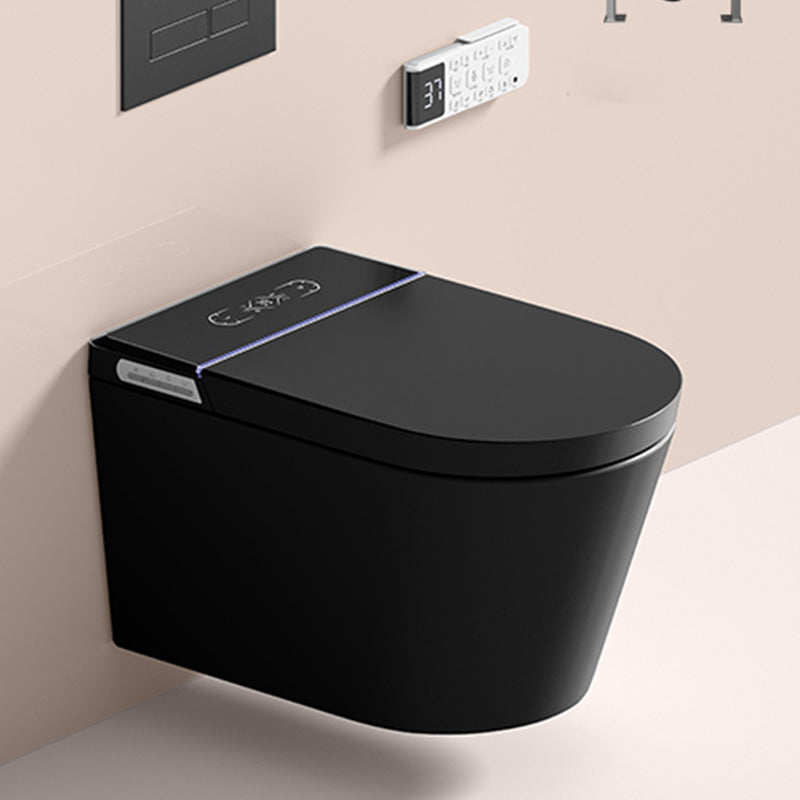 Contemporary Wall Hung Flush Toilet Heated Seat Included Urine Toilet for Washroom Black Manual Flip (Standard) Toilet with Tanker Clearhalo 'Bathroom Remodel & Bathroom Fixtures' 'Home Improvement' 'home_improvement' 'home_improvement_toilets' 'Toilets & Bidets' 'Toilets' 7408309