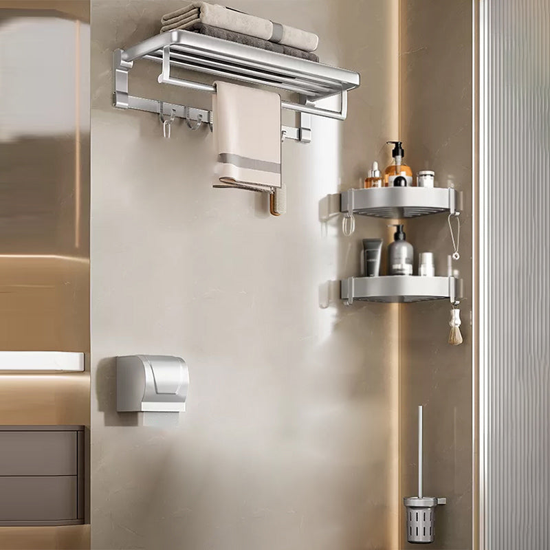 Metal Bathroom Hardware Set Adhesive Mount Bathroom Accessory Kit White 5 piece Set Clearhalo 'Bathroom Hardware Sets' 'Bathroom Hardware' 'Bathroom Remodel & Bathroom Fixtures' 'bathroom_hardware_sets' 'Home Improvement' 'home_improvement' 'home_improvement_bathroom_hardware_sets' 7408457