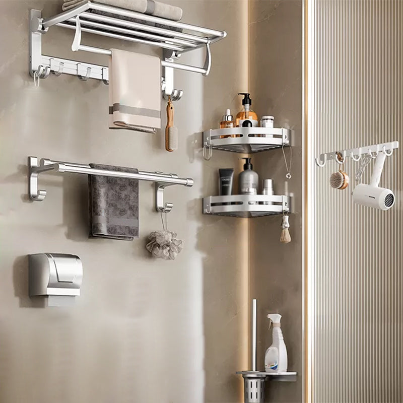 Metal Bathroom Hardware Set Adhesive Mount Bathroom Accessory Kit Gloss White 7-Piece Set Clearhalo 'Bathroom Hardware Sets' 'Bathroom Hardware' 'Bathroom Remodel & Bathroom Fixtures' 'bathroom_hardware_sets' 'Home Improvement' 'home_improvement' 'home_improvement_bathroom_hardware_sets' 7408460