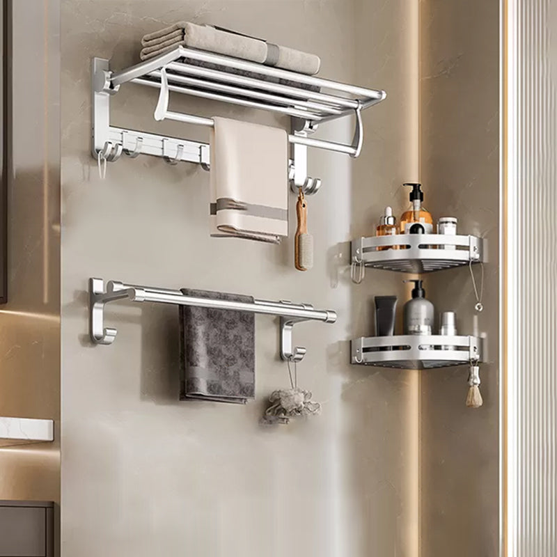 Metal Bathroom Hardware Set Adhesive Mount Bathroom Accessory Kit Gloss White 4-Piece Set Clearhalo 'Bathroom Hardware Sets' 'Bathroom Hardware' 'Bathroom Remodel & Bathroom Fixtures' 'bathroom_hardware_sets' 'Home Improvement' 'home_improvement' 'home_improvement_bathroom_hardware_sets' 7408464