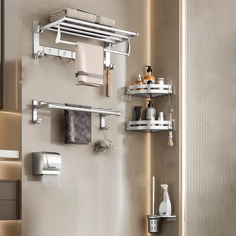 Metal Bathroom Hardware Set Adhesive Mount Bathroom Accessory Kit Gloss White 6-Piece Set Clearhalo 'Bathroom Hardware Sets' 'Bathroom Hardware' 'Bathroom Remodel & Bathroom Fixtures' 'bathroom_hardware_sets' 'Home Improvement' 'home_improvement' 'home_improvement_bathroom_hardware_sets' 7408466