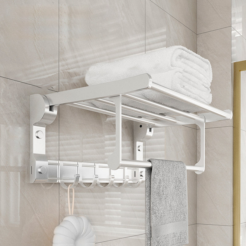 Metal Bathroom Hardware Set Adhesive Mount Bathroom Accessory Kit Cream Towel Rack (16"L with Hook) Clearhalo 'Bathroom Hardware Sets' 'Bathroom Hardware' 'Bathroom Remodel & Bathroom Fixtures' 'bathroom_hardware_sets' 'Home Improvement' 'home_improvement' 'home_improvement_bathroom_hardware_sets' 7408469
