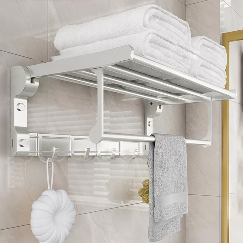Metal Bathroom Hardware Set Adhesive Mount Bathroom Accessory Kit Cream Towel Rack (24"L with Hook) Clearhalo 'Bathroom Hardware Sets' 'Bathroom Hardware' 'Bathroom Remodel & Bathroom Fixtures' 'bathroom_hardware_sets' 'Home Improvement' 'home_improvement' 'home_improvement_bathroom_hardware_sets' 7408471