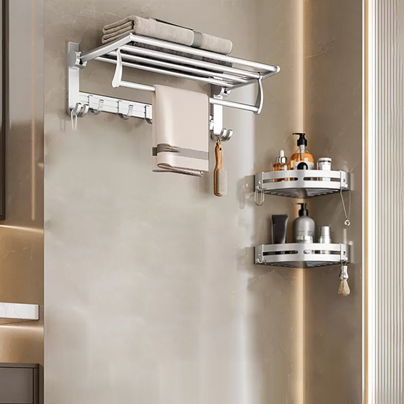 Metal Bathroom Hardware Set Adhesive Mount Bathroom Accessory Kit Gloss White 3-Piece Set Clearhalo 'Bathroom Hardware Sets' 'Bathroom Hardware' 'Bathroom Remodel & Bathroom Fixtures' 'bathroom_hardware_sets' 'Home Improvement' 'home_improvement' 'home_improvement_bathroom_hardware_sets' 7408473