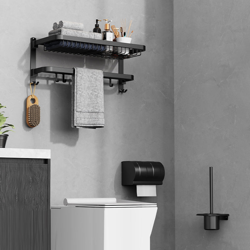 Minimalistic Black Bathroom Accessory Kit Paper Holder Towel Bar Bath Hardware Set 3-Piece Set (Toilet Brush) Clearhalo 'Bathroom Hardware Sets' 'Bathroom Hardware' 'Bathroom Remodel & Bathroom Fixtures' 'bathroom_hardware_sets' 'Home Improvement' 'home_improvement' 'home_improvement_bathroom_hardware_sets' 7408486