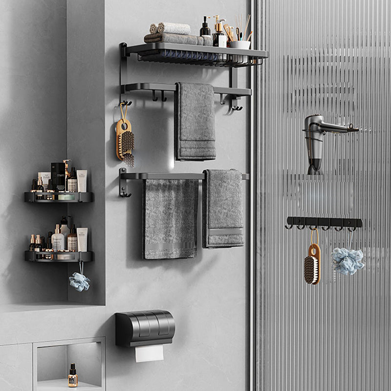 Minimalistic Black Bathroom Accessory Kit Paper Holder Towel Bar Bath Hardware Set Clearhalo 'Bathroom Hardware Sets' 'Bathroom Hardware' 'Bathroom Remodel & Bathroom Fixtures' 'bathroom_hardware_sets' 'Home Improvement' 'home_improvement' 'home_improvement_bathroom_hardware_sets' 7408498