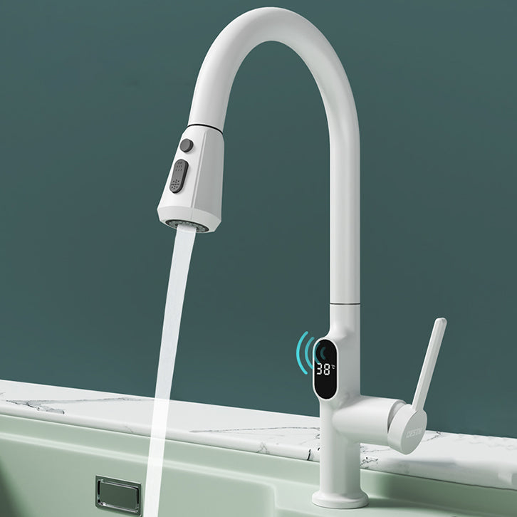 Digital Display Kitchen Faucet Touchless Sensor with Pull Out Sprayer Clearhalo 'Home Improvement' 'home_improvement' 'home_improvement_kitchen_faucets' 'Kitchen Faucets' 'Kitchen Remodel & Kitchen Fixtures' 'Kitchen Sinks & Faucet Components' 'kitchen_faucets' 7409110