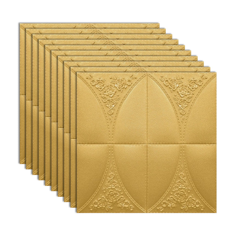 Modern Style Plastic Wall Panel Living Room Peel and Stick 3D Wall Paneling Gold Clearhalo 'Flooring 'Home Improvement' 'home_improvement' 'home_improvement_wall_paneling' 'Wall Paneling' 'wall_paneling' 'Walls & Ceilings' Walls and Ceiling' 7409182
