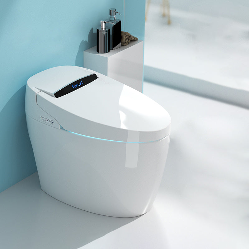 Elongated All-in-One Bidet White One-Piece Smart Toilet Bidet with Heated Seat Automatic Lid No Clearhalo 'Bathroom Remodel & Bathroom Fixtures' 'Bidets' 'Home Improvement' 'home_improvement' 'home_improvement_bidets' 'Toilets & Bidets' 7409809