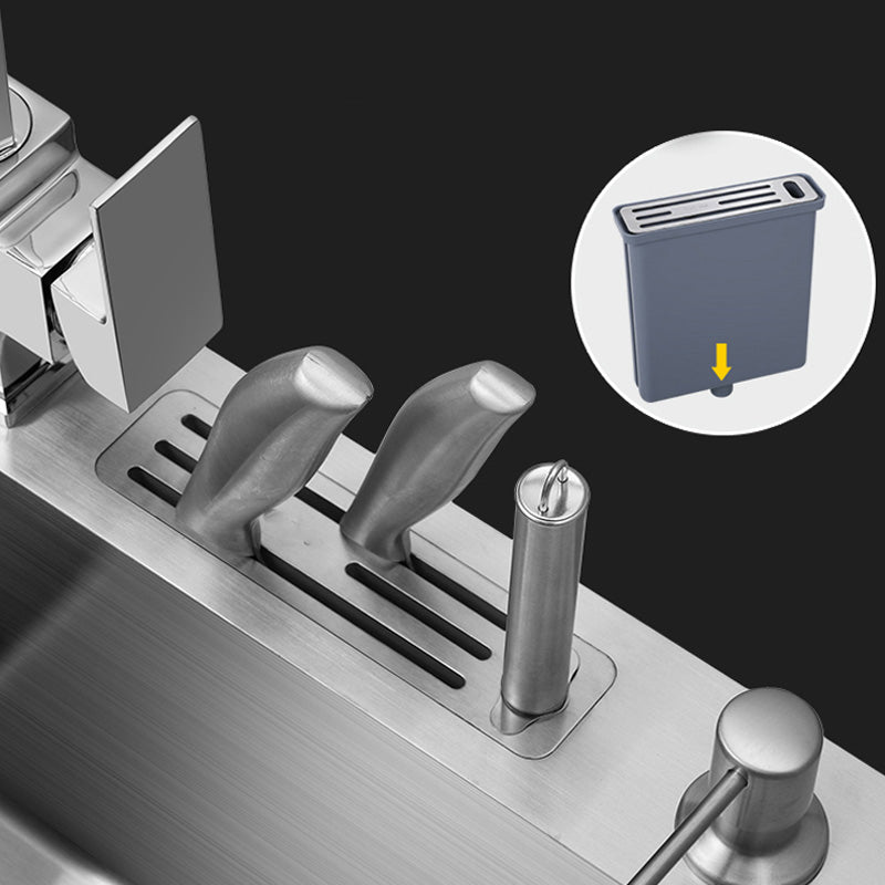 Contemporary Style Kitchen Sink Soundproof Detail Kitchen Double Sink with Basket Strainer Clearhalo 'Home Improvement' 'home_improvement' 'home_improvement_kitchen_sinks' 'Kitchen Remodel & Kitchen Fixtures' 'Kitchen Sinks & Faucet Components' 'Kitchen Sinks' 'kitchen_sinks' 7409901