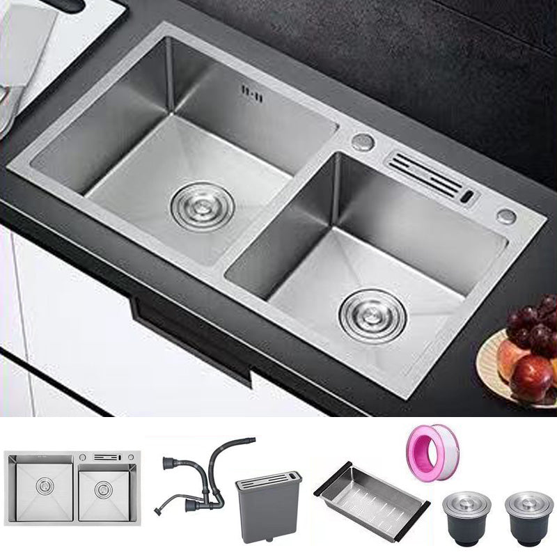 Contemporary Style Kitchen Sink Soundproof Detail Kitchen Sink with Basket Strainer Sink Only None Clearhalo 'Home Improvement' 'home_improvement' 'home_improvement_kitchen_sinks' 'Kitchen Remodel & Kitchen Fixtures' 'Kitchen Sinks & Faucet Components' 'Kitchen Sinks' 'kitchen_sinks' 7409908