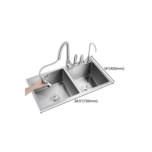 Contemporary Style Kitchen Sink Soundproof Detail Kitchen Sink with Basket Strainer Clearhalo 'Home Improvement' 'home_improvement' 'home_improvement_kitchen_sinks' 'Kitchen Remodel & Kitchen Fixtures' 'Kitchen Sinks & Faucet Components' 'Kitchen Sinks' 'kitchen_sinks' 7409923