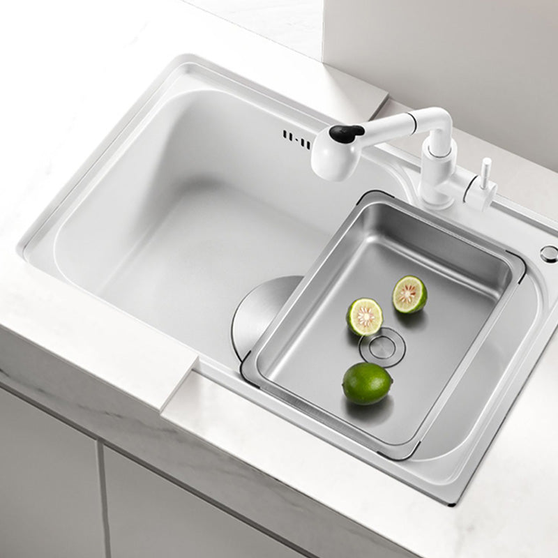 Contemporary Style Kitchen Sink Kitchen Sink with Basket Strainer Clearhalo 'Home Improvement' 'home_improvement' 'home_improvement_kitchen_sinks' 'Kitchen Remodel & Kitchen Fixtures' 'Kitchen Sinks & Faucet Components' 'Kitchen Sinks' 'kitchen_sinks' 7409927