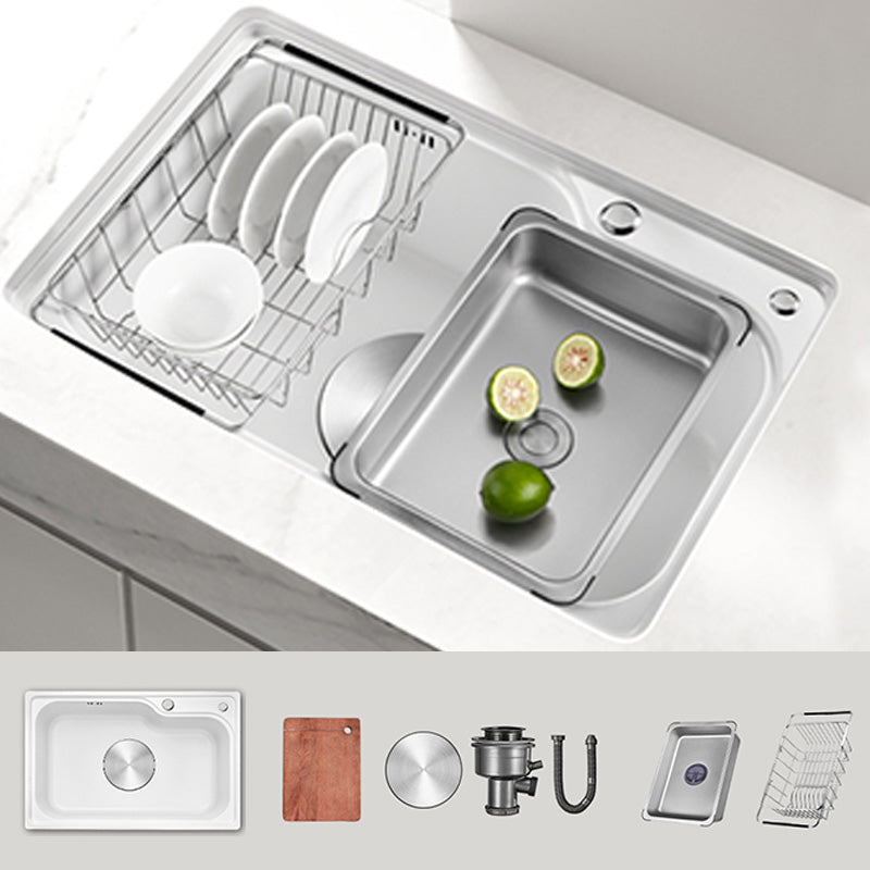 Contemporary Style Kitchen Sink Kitchen Sink with Basket Strainer 30"L x 18"W x 9"H Sink Only None Clearhalo 'Home Improvement' 'home_improvement' 'home_improvement_kitchen_sinks' 'Kitchen Remodel & Kitchen Fixtures' 'Kitchen Sinks & Faucet Components' 'Kitchen Sinks' 'kitchen_sinks' 7409928